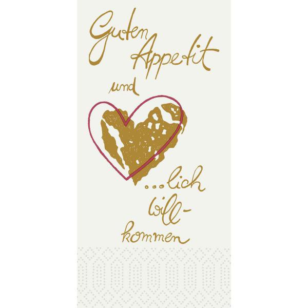 Tissue-Serviette 40 x 40 cm Herzlich Willkommen 2-lagig, 1200 Stk/Krt (4 x 300 Stk)
