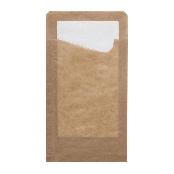 Snack Sacchetto mit weißer 2-lg. Serviette 113 x 210 mm Braun, 350 Stk/Krt (1 x 350 Stk)