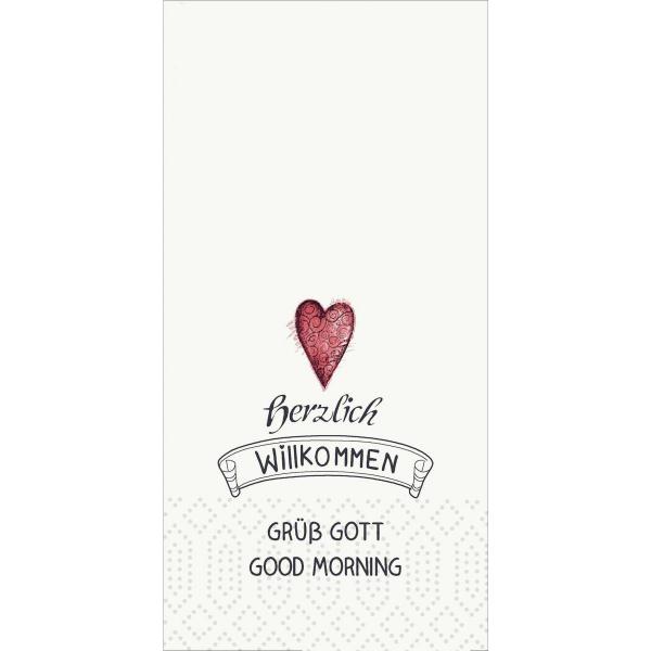 Tissue-Serviette 33 x 33 cm Herzlich Willkommen 2-lagig, 1200 Stk/Krt (4 x 300 Stk)