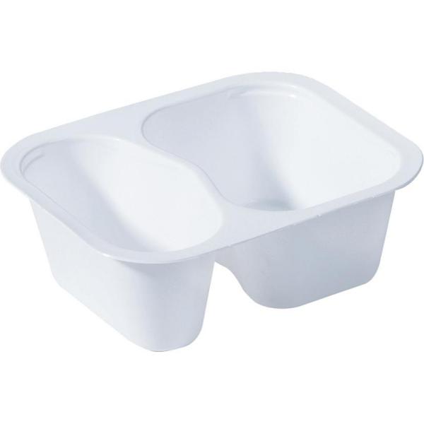 PP-Schälchen 138 x 114 x 53 mm Weiß 2-Teilung, 480 Stk/Krt (1 x 480 Stk)