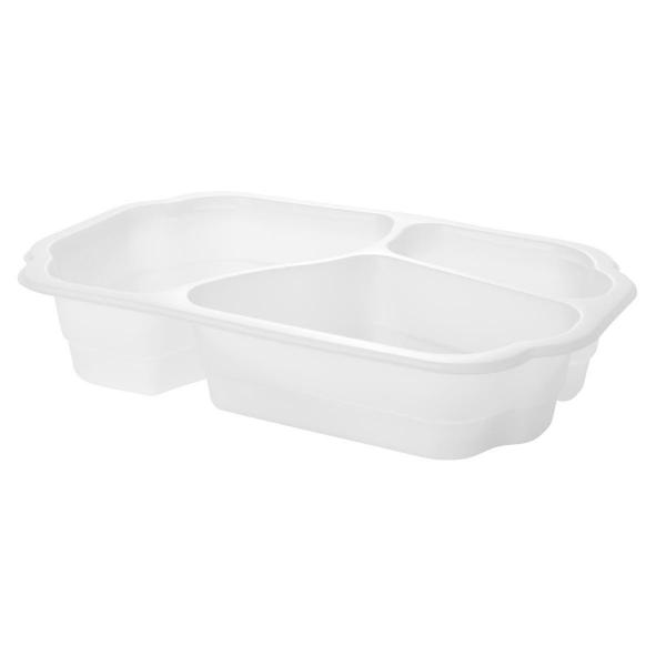 Biokunststoff Schale Take-Away 250 x 159 x 48 mm Weiß 3-Teilung, 246 Stk/Krt (1 x 246 Stk)
