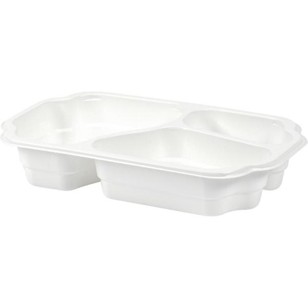 PP-Schale Take-away 250 x 159 x 48 mm Weiß 3-Teilung, 246 Stk/Krt (1 x 246 Stk)
