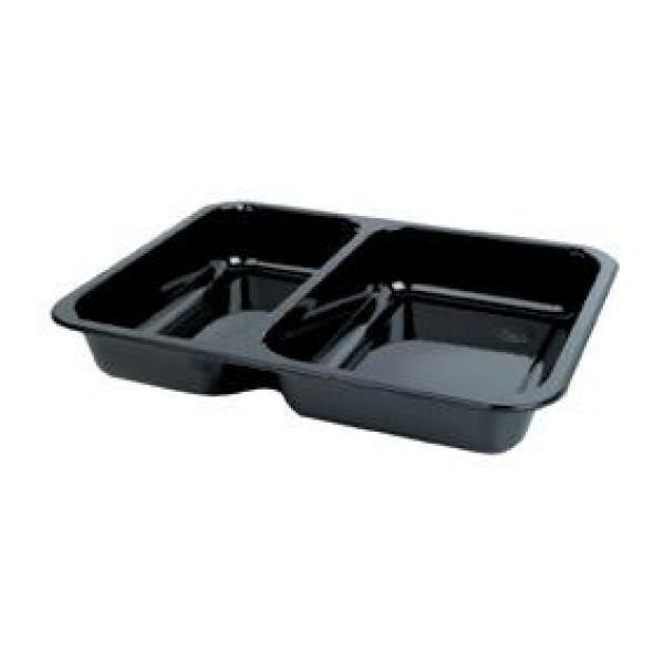 CPET-Schale 225 x 175 x 35 mm Schwarz 2-Teilung, 250 Stk/Krt (1 x 250 Stk)