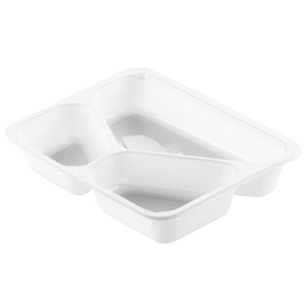 CPET-Schale 225 x 175 x 43 mm Weiß 3-Teilung, 300 Stk/Krt (1 x 300 Stk)