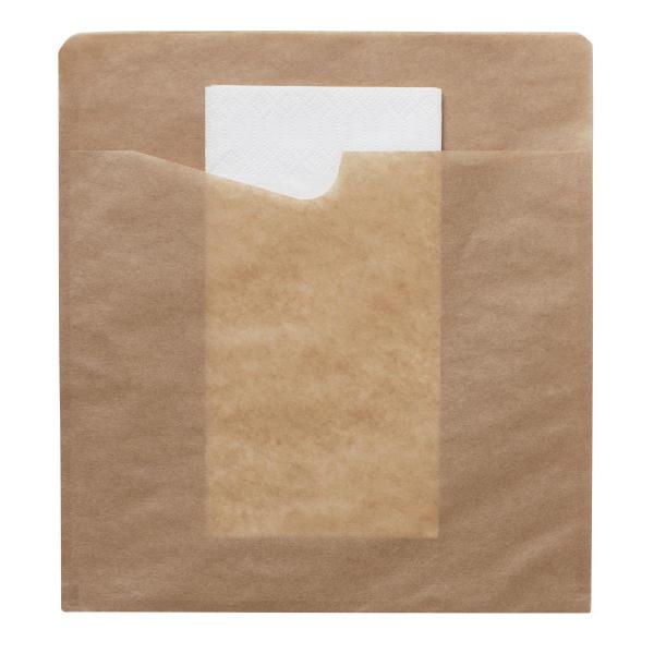 Snack Sacchetto mit weißer 2-lg. Serviette 194 x 210 mm Braun, 300 Stk/Krt (1 x 300 Stk)