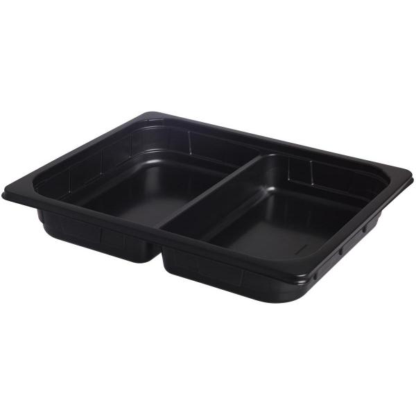 PP-Schale 1/2 GN 325 x 265 x 50 mm Schwarz 2-Teilung, 100 Stk/Krt (1 x 100 Stk)