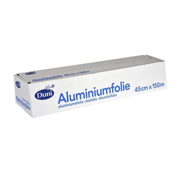 Aluminiumfolie, Abrollkarton 0,45 x 150 m, 14my Silber, 6 Stk/Krt (6 x 1 Stk)