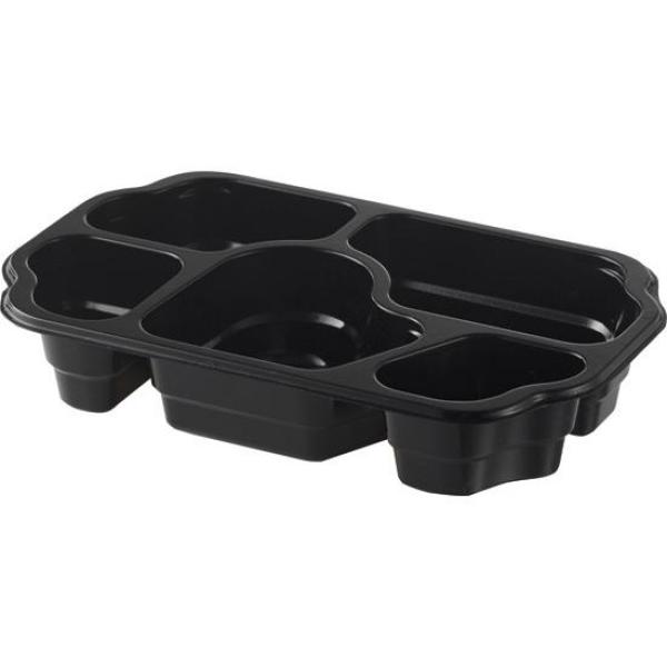 PP-Schale Take-away 250 x 159 x 46 mm Schwarz 5-Teilung, 240 Stk/Krt (1 x 240 Stk)