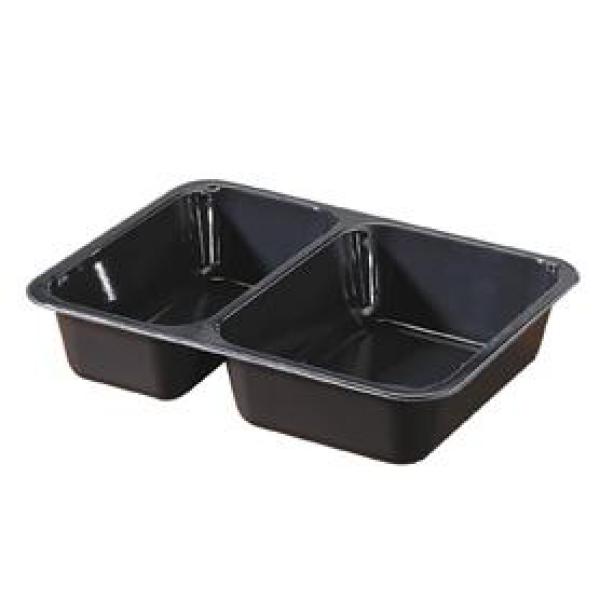 CPET-Schale 225 x 175 x 43 mm Schwarz 2-Teilung, 300 Stk/Krt (1 x 300 Stk)