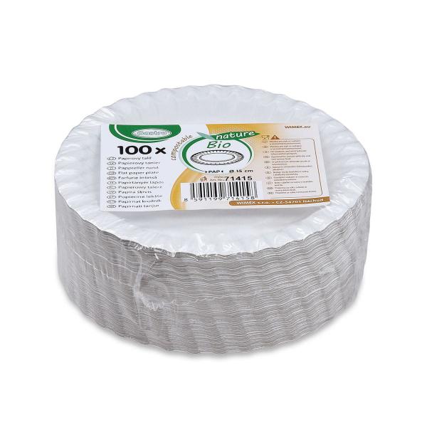 Pappteller (PAP-Recy) weiß Ø15cm [100 St.]