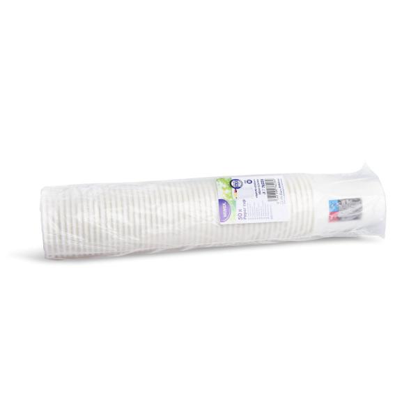 Pappbecher weiß Ø80mm 280ml `M: 0,2L/8oz` [50 St.]