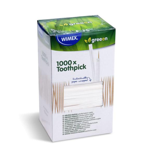 Zahnstocher (aus Holz FSC 100%) Ø2 x 65 mm einzeln in Papier verpackt [1000 St.]