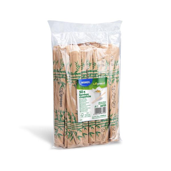 Eßstäbchen (aus Bambus FSC 100%) Ø6mm x 21cm paarweise verpackt [50 Paare]