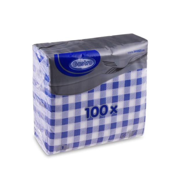 Serviette 1-lagig Karo blau 33 x 33 cm [100 St.]
