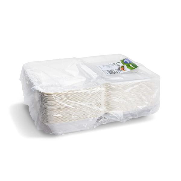 Lunch-Box (Zuckerrohr-Bagasse) ungeteilt 250 x 162 x 63 mm 1100ml [50 St.]