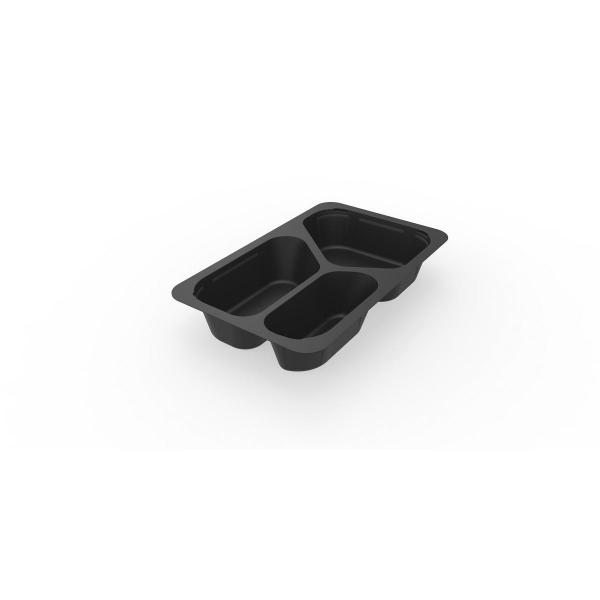 1/4 GN Menüschalen 263 x 161 x 45 mm Schwarz 3-Teilung, 225 Stk/Krt (1 x 225 Stk)