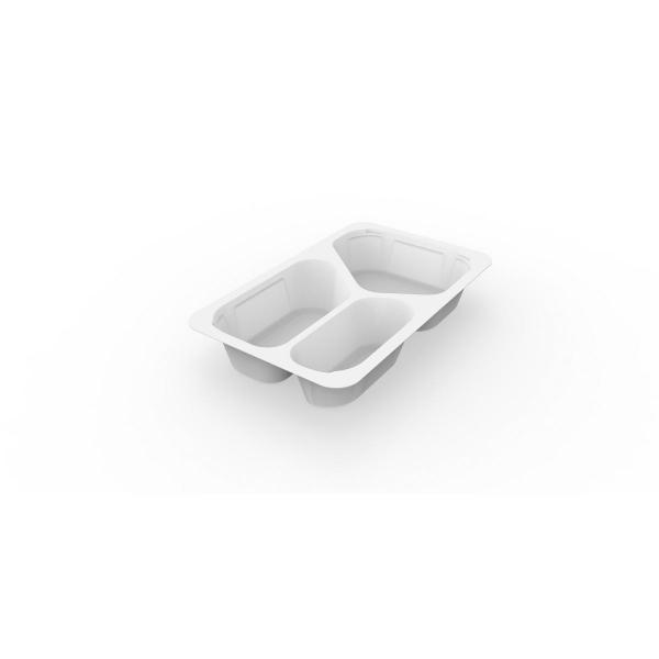 1/4 GN Menüschalen 263 x 161 x 45 mm Weiß 3-Teilung, 225 Stk/Krt (1 x 225 Stk)