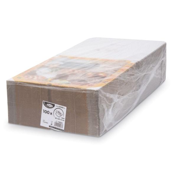 Pizzakarton (aus Mikrowellpappe) E6 weiß bedruckt 33 x 33 x 3 cm [100 St.]