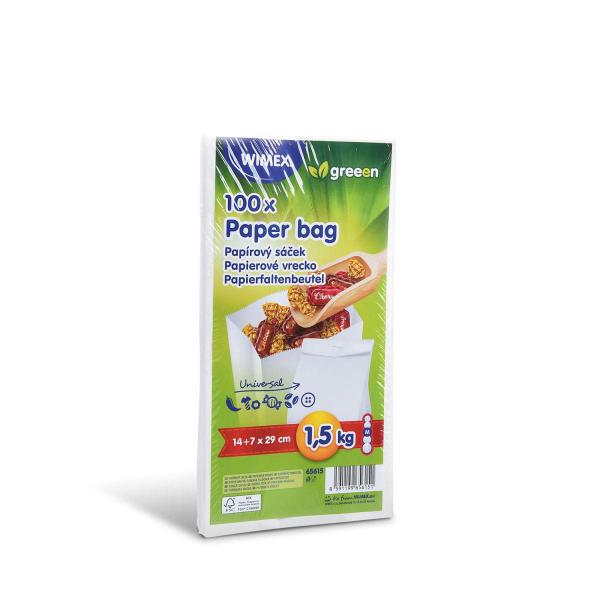 Papierfaltenbeutel (FSC Mix) weiß 14+7 x 29 cm `1,5kg` [100 St.]