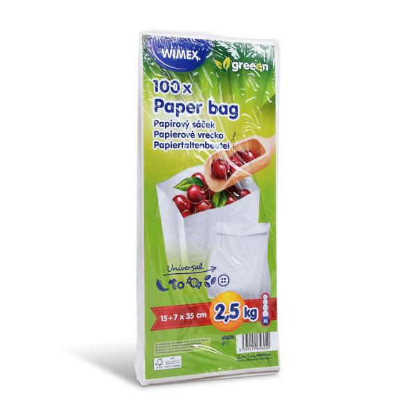 Papierfaltenbeutel (FSC Mix) weiß 15+7 x 35 cm `2,5kg` [100 St.]