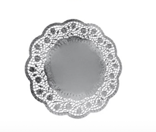 Deko-Tortenspitze (PAP/ALU) rund silber Ø36cm [4 St.]