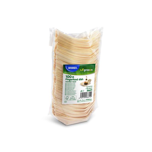 Fingerfood-Schale (aus Holz FSC 100%) Schiffchen 11 x 7 cm [100 St.]