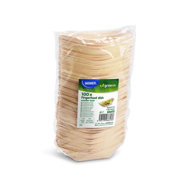 Fingerfood-Schale (aus Holz FSC 100%) Schiffchen 13 x 8 cm [100 St.]