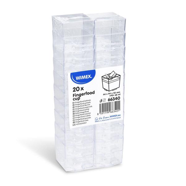 Fingerfood-Becher (PS) eckig glasklar 44 x 44 x 43 mm 65ml [20 St.]