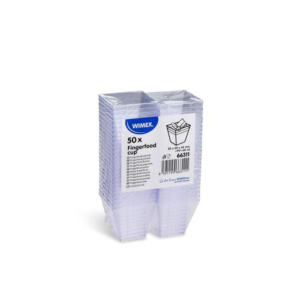 Fingerfood-Becher (PS) eckig glasklar 50 x 50 x 45 mm 60ml [50 St.]