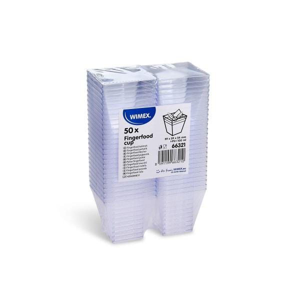 Fingerfood-Becher (PS) eckig glasklar 59 x 59 x 54 mm 100ml [50 St.]
