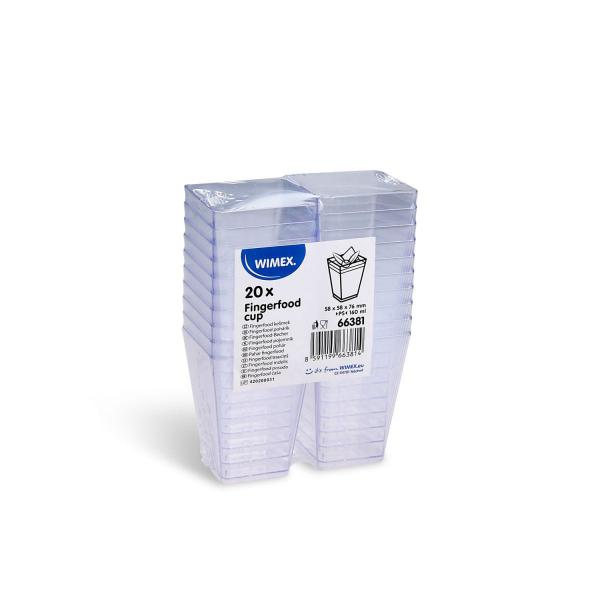 Fingerfood-Becher - 66381 - (PS) eckig glasklar 58 x 58 x 76 mm 160ml [20 St.]
