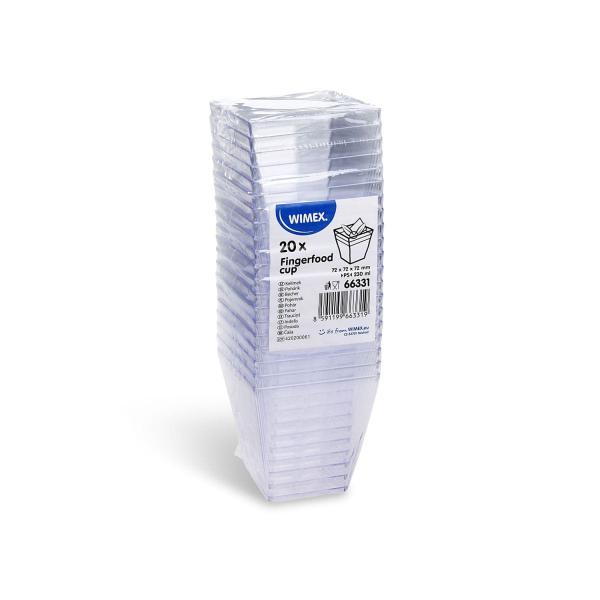 Fingerfood-Becher (PS) eckig glasklar 72 x 72 x 72 mm 230ml [20 St.]