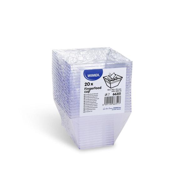 Fingerfood-Becher (PS) eckig glasklar 110 x 110 x 70 mm 500ml [20 St.]
