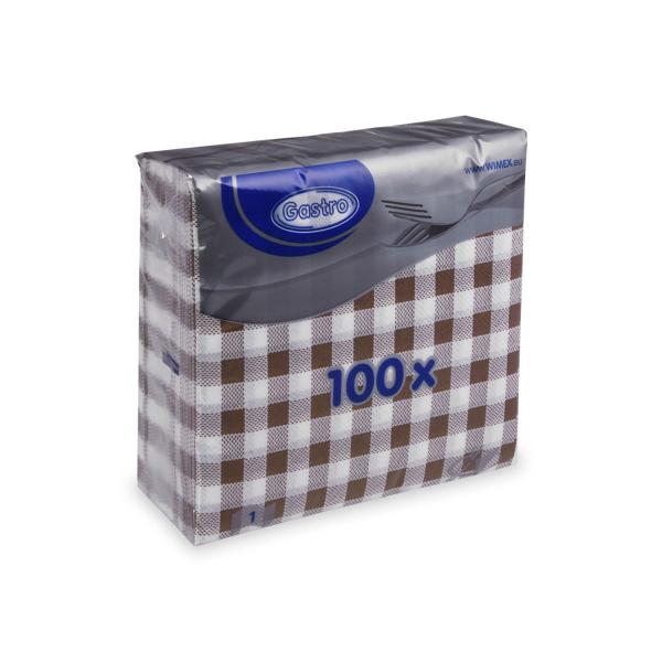 Serviette 1-lagig Karo braun 33 x 33 cm [100 St.]