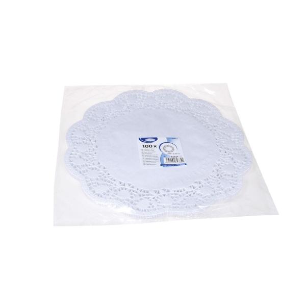 Deko-Tortenspitze (PAP) rund weiß Ø34cm [100 St.]