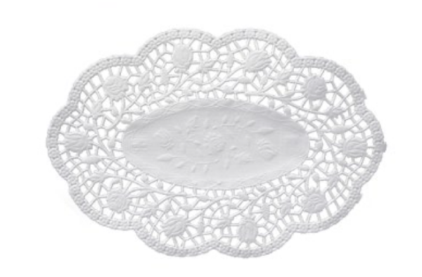 Deko-Spitze (PAP) oval weiß 50 x 37 cm [100 St.]