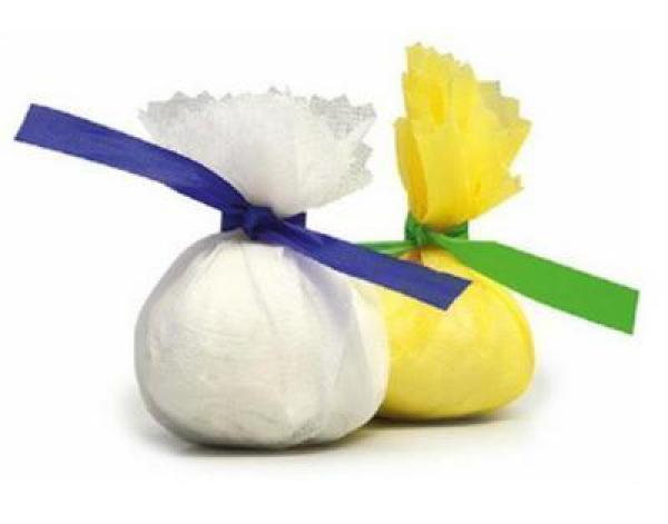 LemonWrap Zitronenserviertuch weiß mit blauer Krawatte