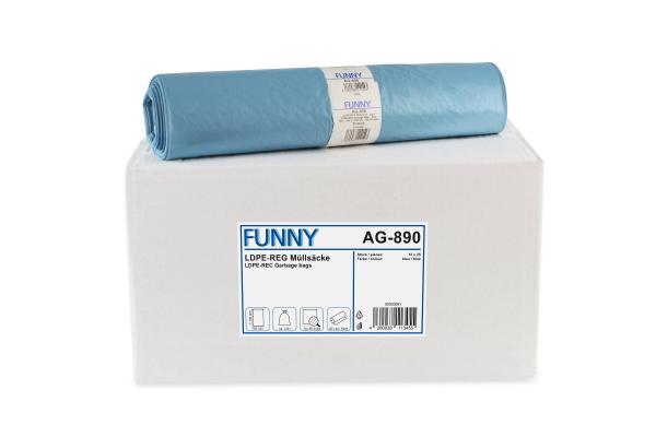 LDPE-Regenerat Müllsäcke, blau, Typ 60 extra, 120 l, 700 x 1.100 mm, ca. 120l