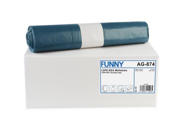 LDPE-Regenerat Müllsäcke, blau, Typ 60 extra, 140 l, 800 x 1.000 mm, ca. 140l