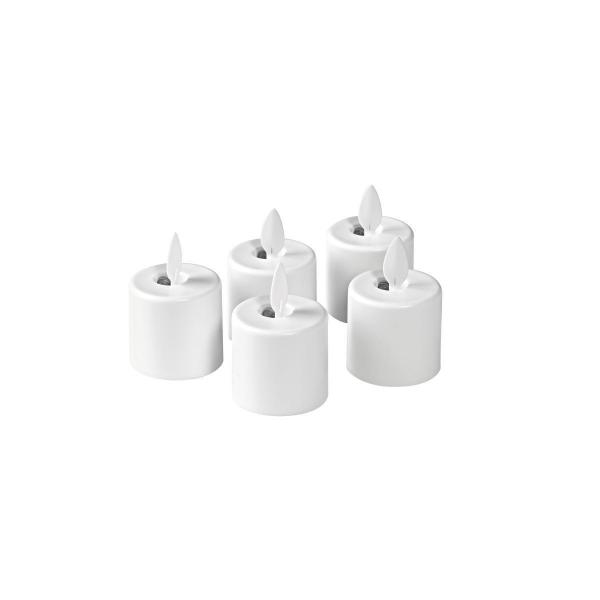 LED Set Moving Flame, wiederaufladbar, Warm White, 5 Stück, Ersatzteil 38 x Ø 36 mm 25 Std. Weiß, 1 