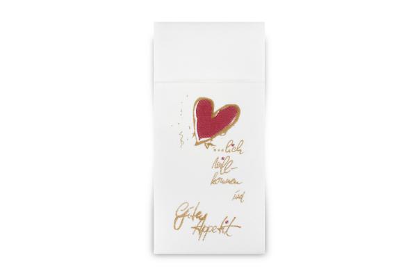 Besteckserviette "Guten Appetit", 40x40 cm, 1/8 Falz