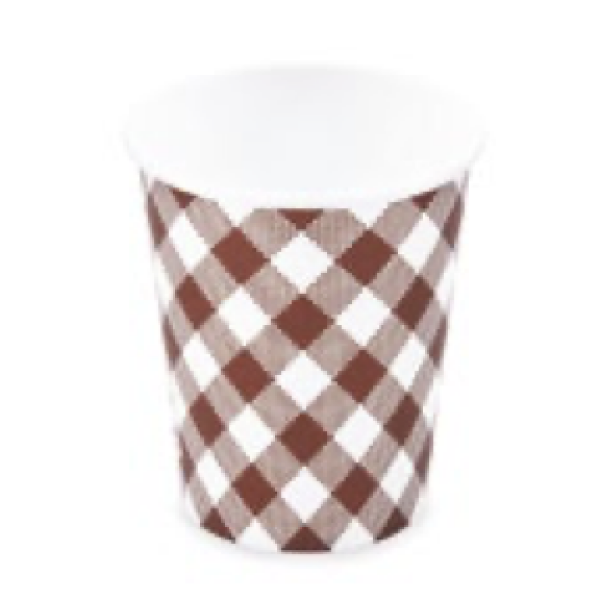 Pappbecher Karo Ø80mm 280ml `M: 0,2L/8oz` [10 St.]