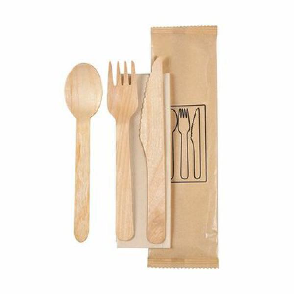Messer, Gabel, Löffel, naturfarbene Serviette - 250 Stück