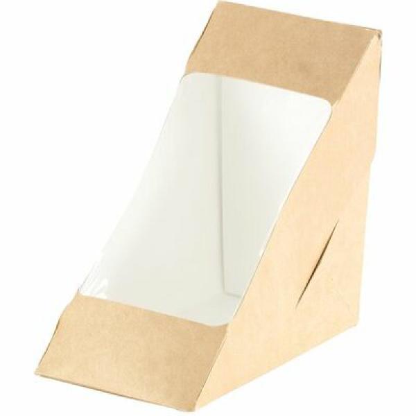 Box für 2 Sandwichecken mit PLA-Fenster, 590 ml