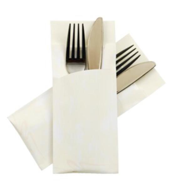 Serviettentaschen/Bestecktaschen Marble cream - 520 Stück
