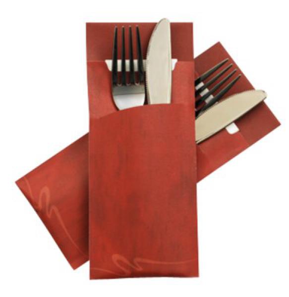 Serviettentaschen/Bestecktaschen Marble Burgundy - 520 Stück
