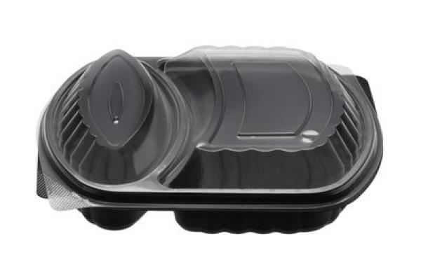 Mikrowellen Behälter schwarz 2-teilig 1100 ml