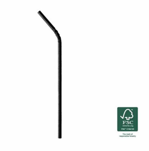 Flexible Papierstrohhalme Schwarz  0.6 x 21 cm, Einzeln