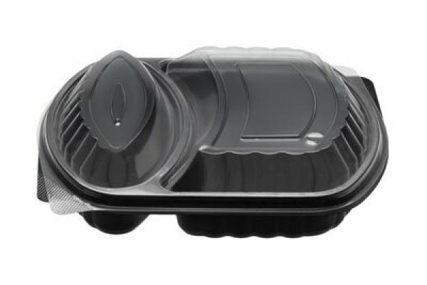 Mikrowellenbehälter schwarz 2-geteilt 1050 ml inkl Deckel