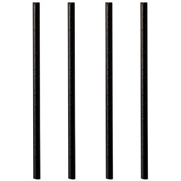 Papier Trinkhalme schwarz Ø 8mm, L: 21 cm, 4000 Stk